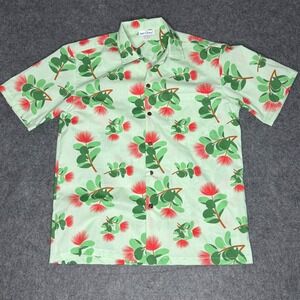 Vintage Made in Hawaii Mens Green Floral Aloha Shirt Single Stitch Medium